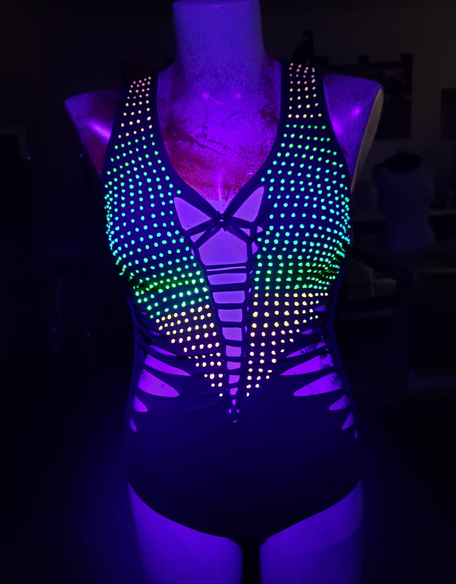Flashing Lights Graphic Bodysuit - Black