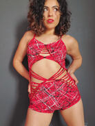 Red Double Drizzle Hand Made Shortsuit