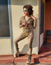 Zip Front Leopard Catsuit